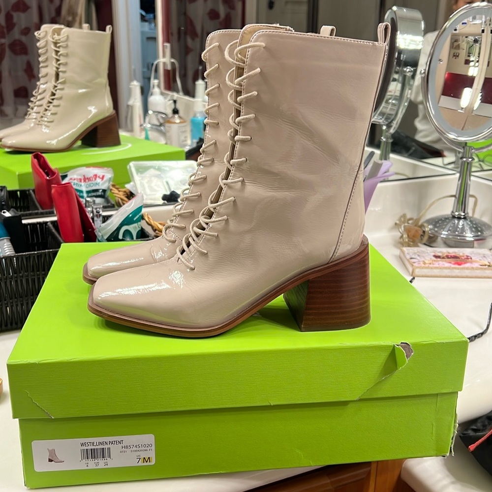 SAM EDELMAN Westie Lace Up Heeled Booties size 7